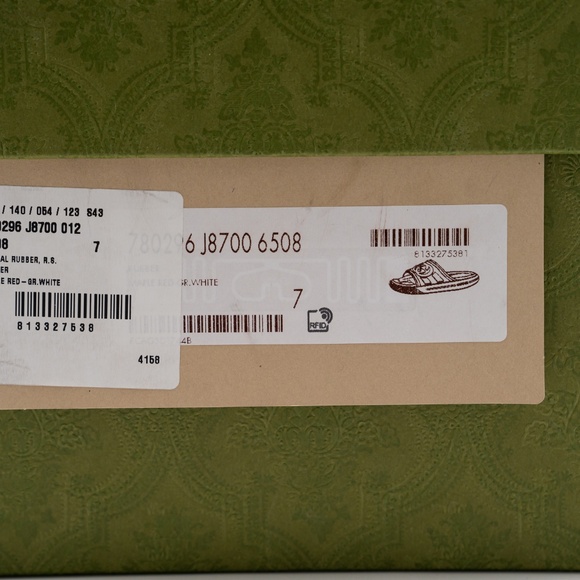 size 7G 7.5 US Gucci GG White Red Slides Sandals Interlocking Rubber - Picture 11 of 11